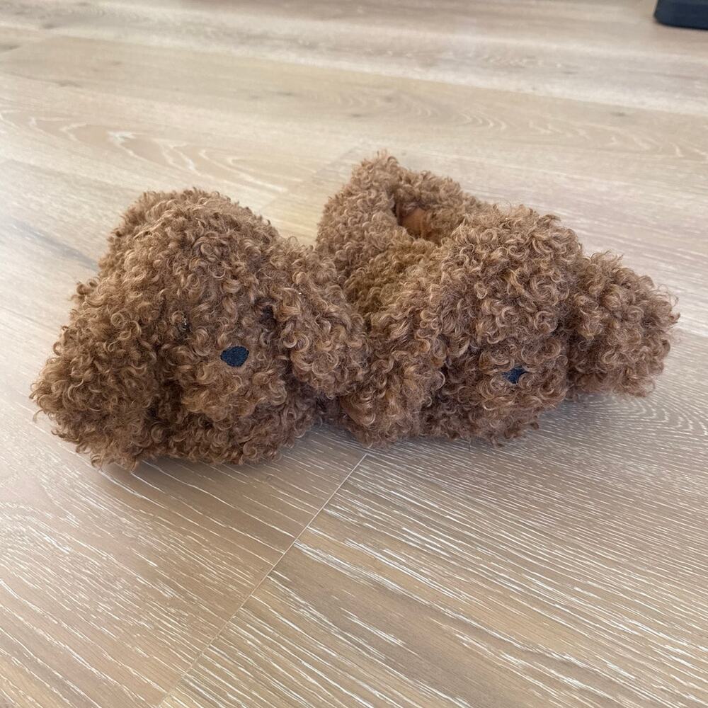 Skims Dog Faux Fur Slippers Size 36 in Brown